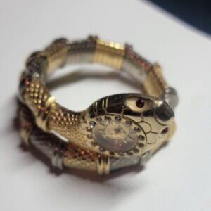 Vintage Infinity Quartz Snake Watch – Silver & Gold Tone, Wrap-Around